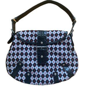 Cynthia Rowley Woven Geometric Shoulder Bag – Black/White/Red